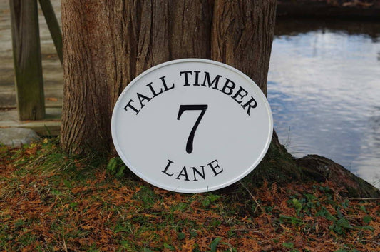Address Marker Sign with Street Name, Large house number (A133) - The Carving Company
