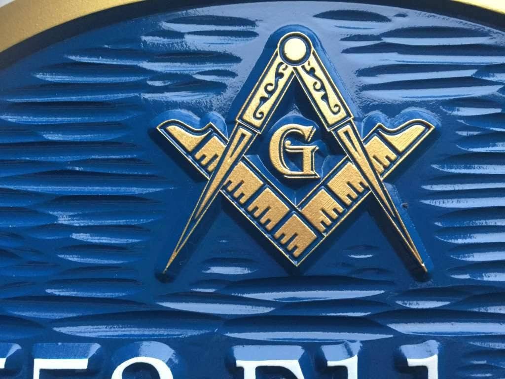 Address Sign with Freemason Image or other image(A142) - The Carving Company