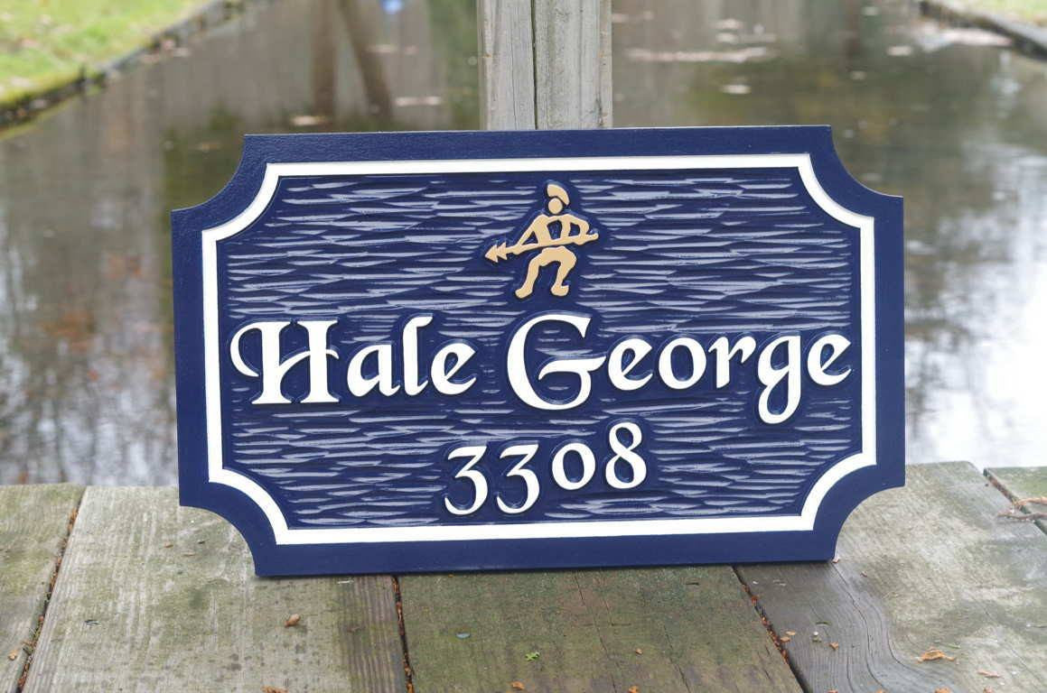 Custom Carved Family Name and Address sign with Seagull Beach theme (LN34) - The Carving Company