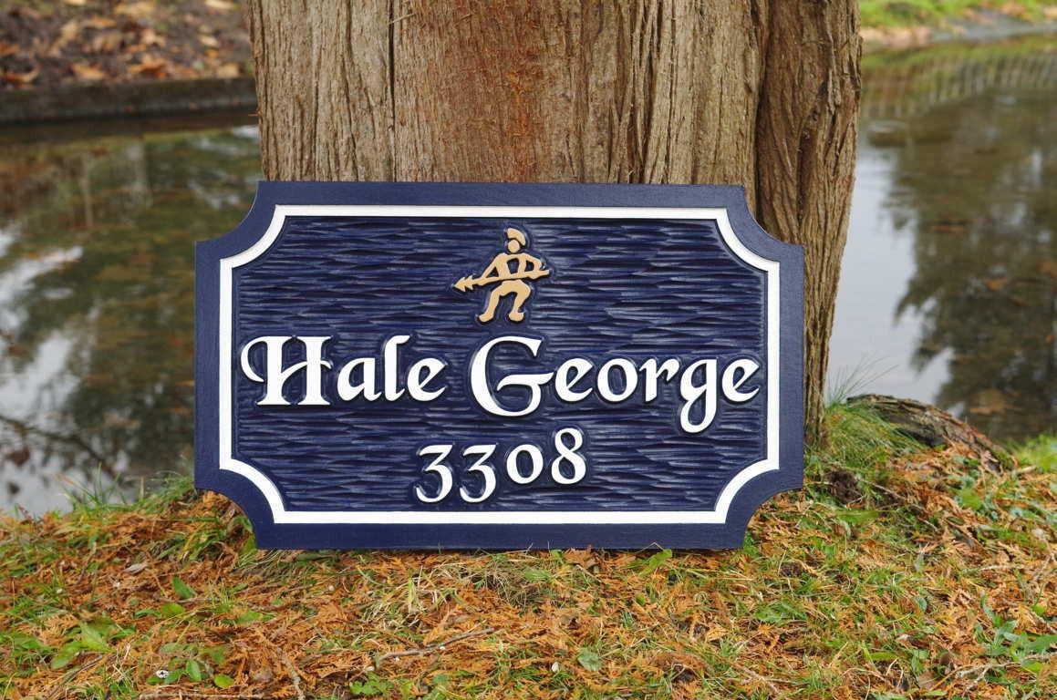 Custom Carved Family Name and Address sign with Seagull Beach theme (LN34) - The Carving Company