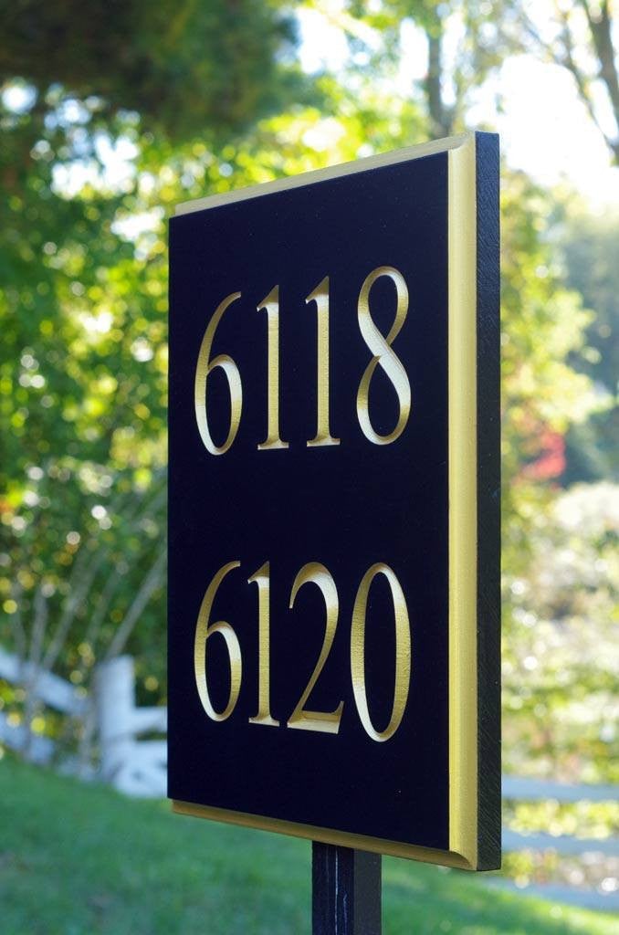 House Number Address Sign - Custom Carved Number - Two house numbers on ...