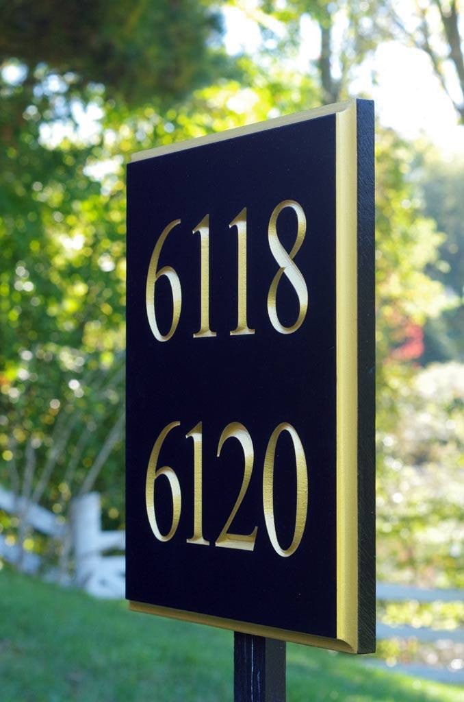 House Number Address Sign - Custom Carved Number - Two house numbers on one  sign (A130) – The Carving Company