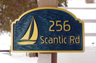 Address Sign with Street or Family Name and Sailboat Image (A135) - The Carving Company