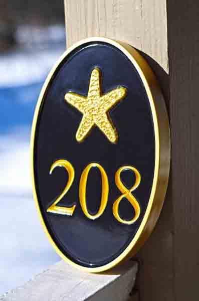 Carved House number with Adirondack Chair Motif or other image (HN8) - The Carving Company