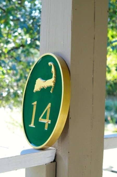 Any color Carved House number with starfish, or other image (A72) - The Carving Company