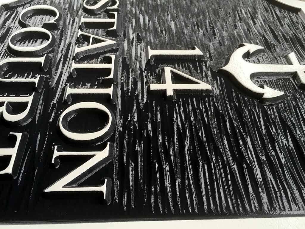 Custom House Marker with Street Name and nautical motif (A94) - The Carving Company