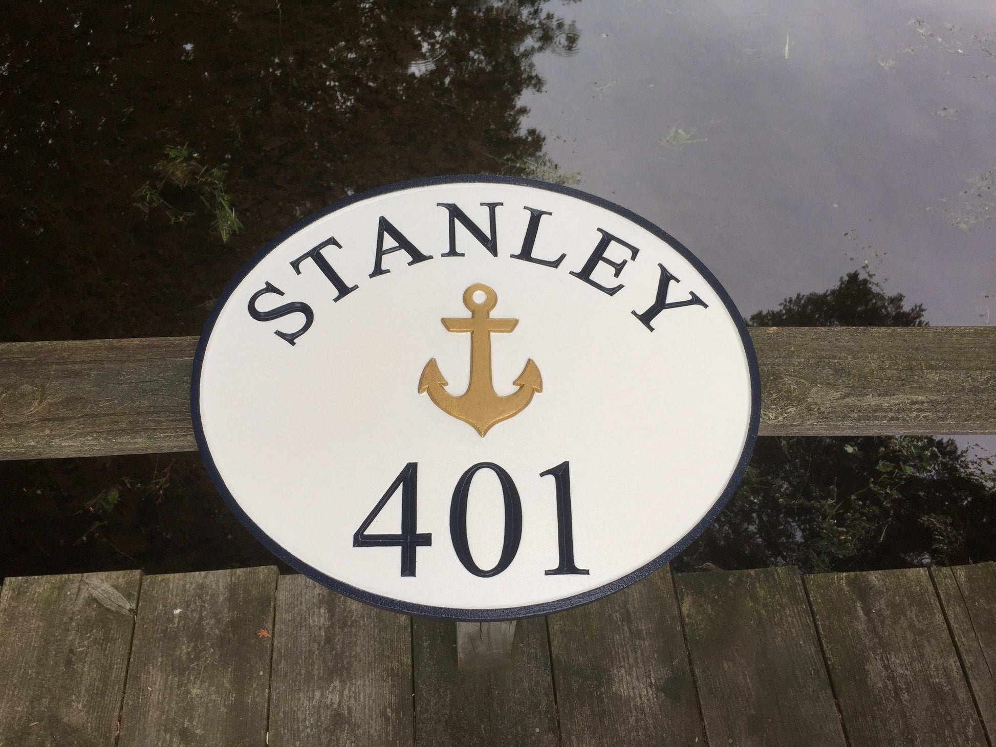 Custom made House Entrance Sign with Last Name and Lobster  (LN49) - The Carving Company