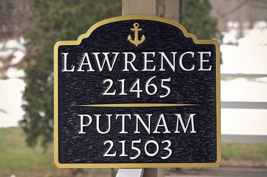 Duo Last name address sign - Custom Made to Order (A96) - The Carving Company