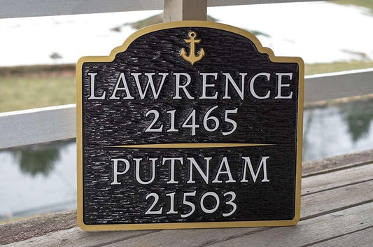 Duo Last name address sign - Custom Made to Order (A96) - The Carving Company