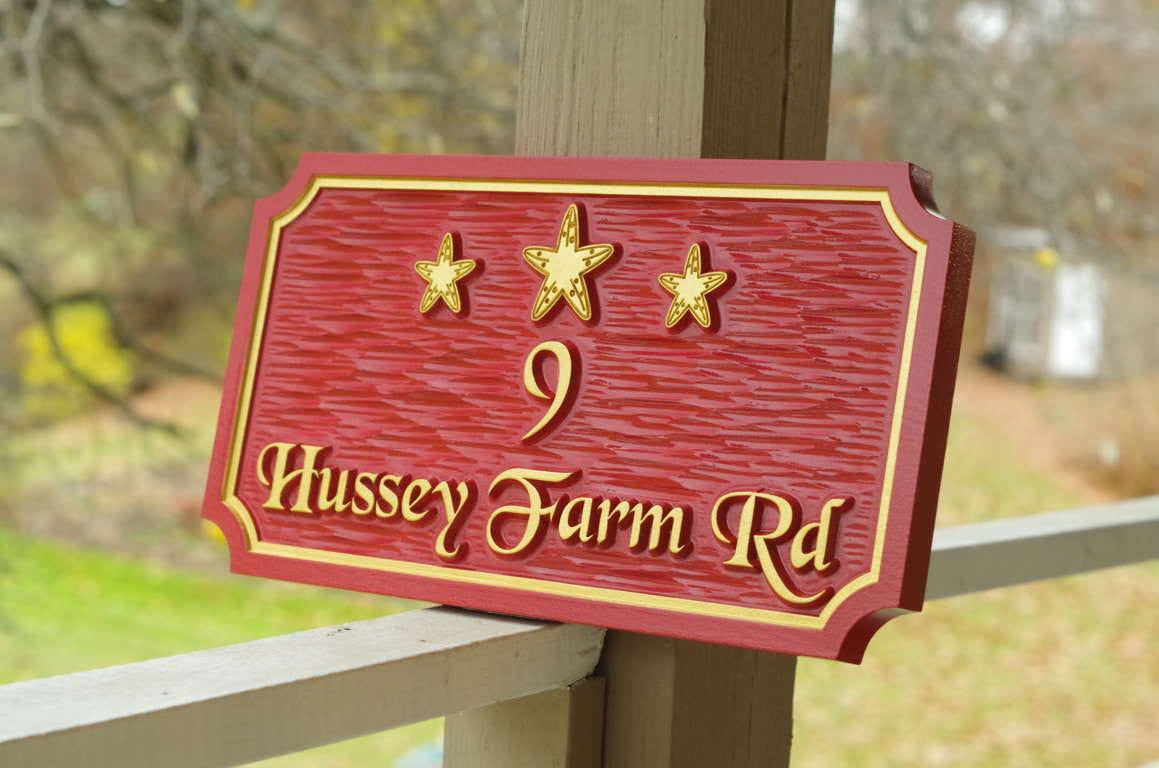 House Sign with Beach and Starfish Theme Personalized (S12) - The Carving Company