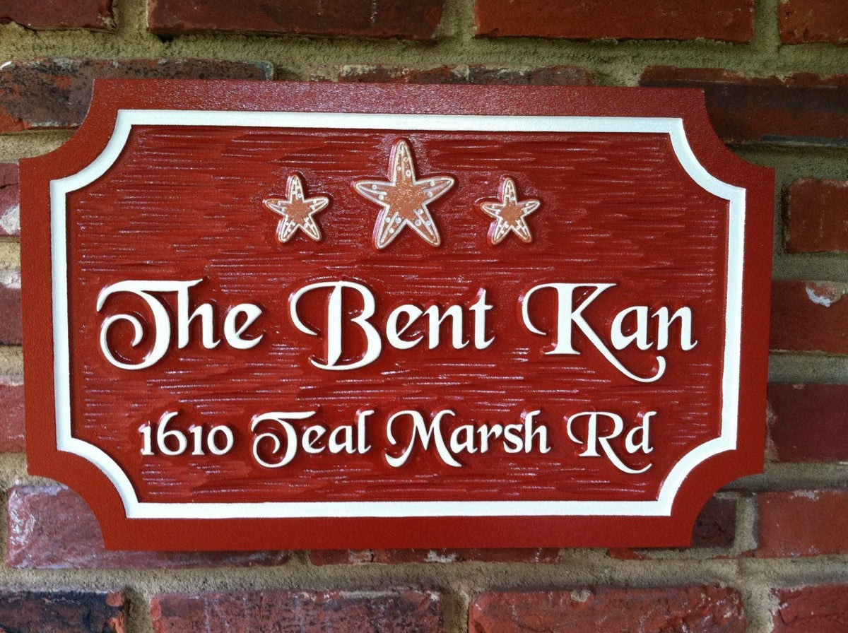 House Sign with Beach and Starfish Theme Personalized (S12) - The Carving Company