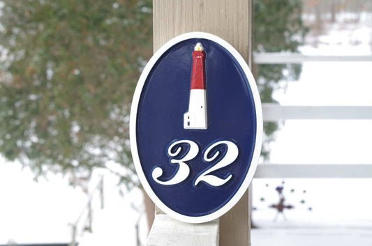 Lighthouse House Number Sign Custom Made (A106) - The Carving Company