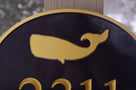 Nautical Street Address House Marker Custom Carved Sign with whale or other stock image (A131) - The Carving Company
