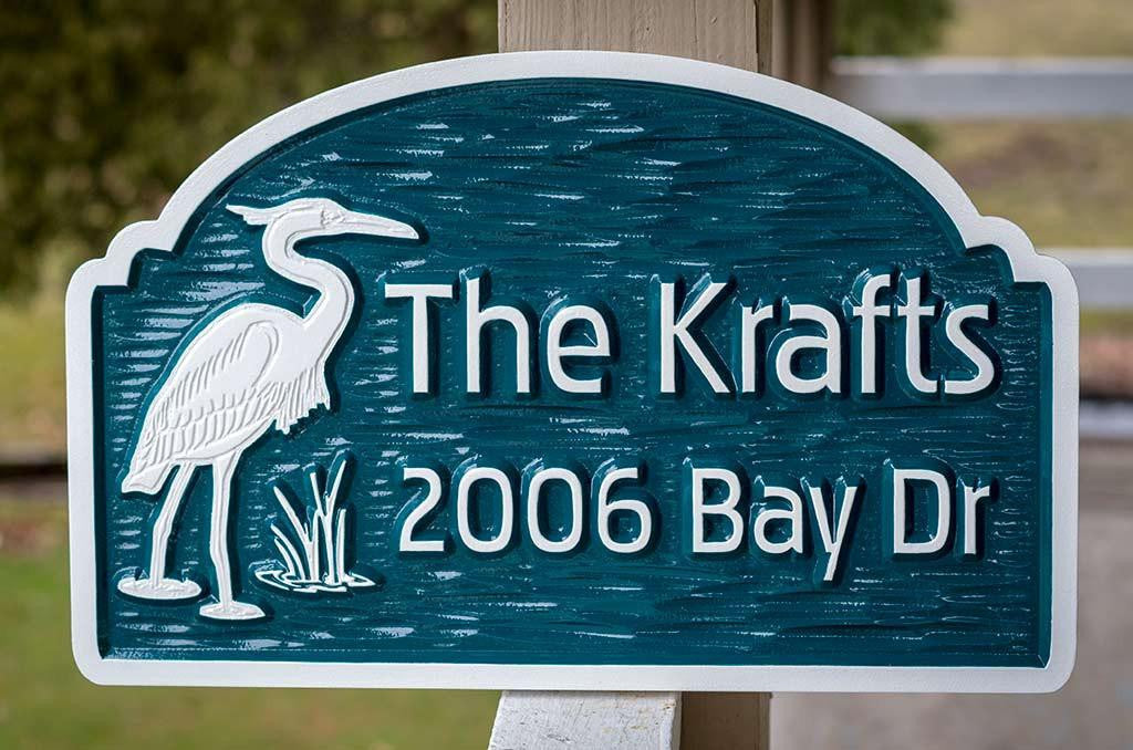 Address Sign with Family Last Name and Paw Print Image (LN32) - The Carving Company