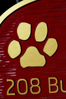 Address Sign with Family Last Name and Paw Print Image (LN32) - The Carving Company