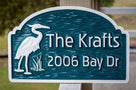 Address Sign with Family Last Name and Heron Image (A132) - The Carving Company