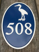 Carved Street Address plaque - House number with Great Blue Heron or other stock image (A116) - The Carving Company