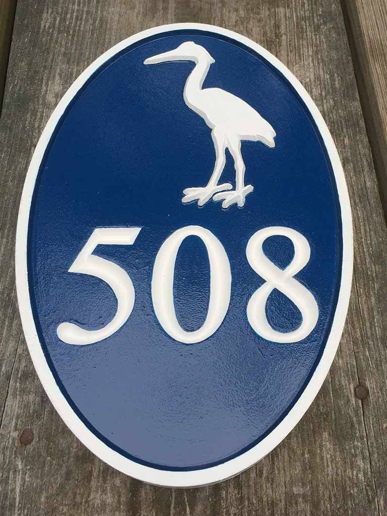 Carved Street Address plaque - House number with Star or other stock image (A174) - The Carving Company