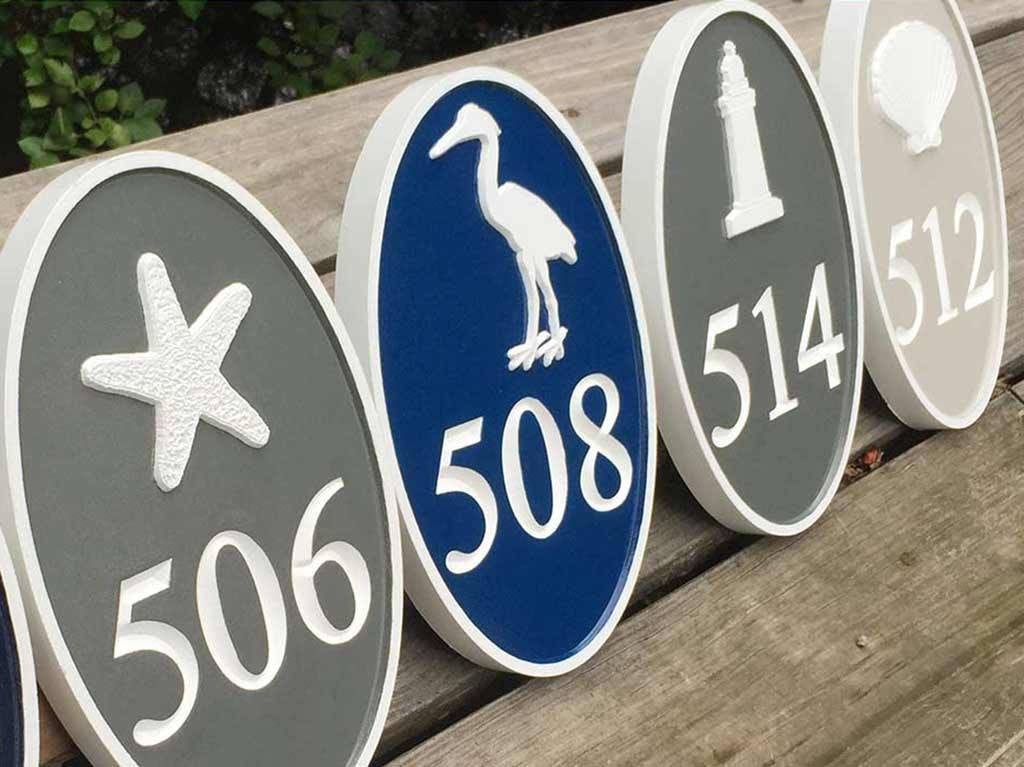 Carved Street Address plaque - House number with Great Blue Heron or other stock image (A116) - The Carving Company