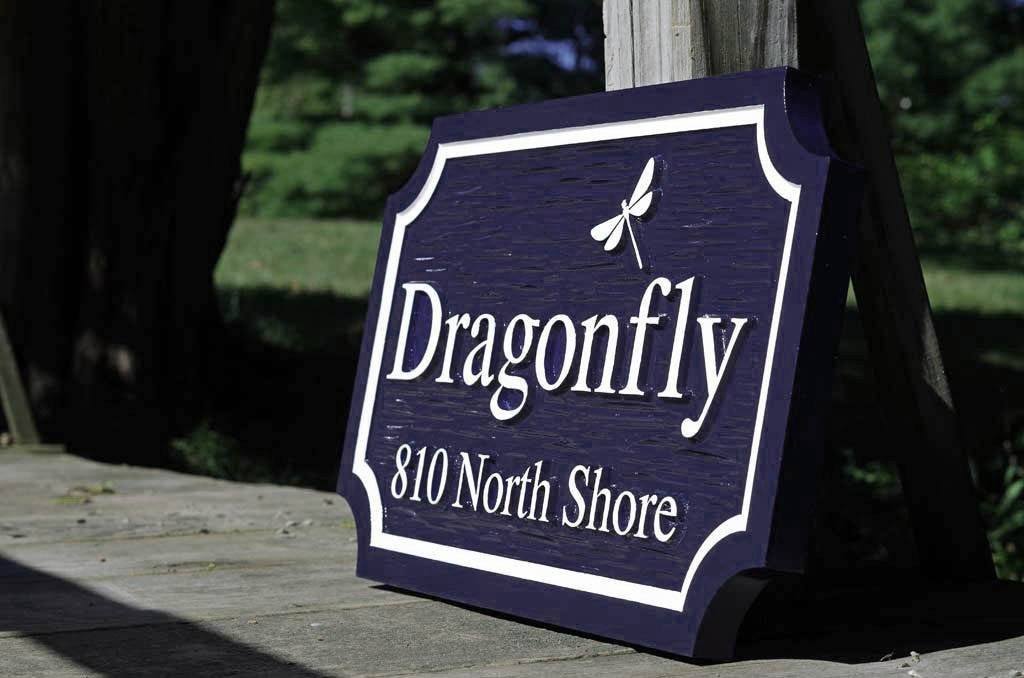Custom Carved Family Name and Address sign with Oak Leaf or other image (LN59) - The Carving Company iso view