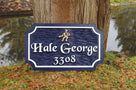 Custom Carved Family Name and Address sign with Oak Leaf or other image (LN59) - The Carving Company front view2