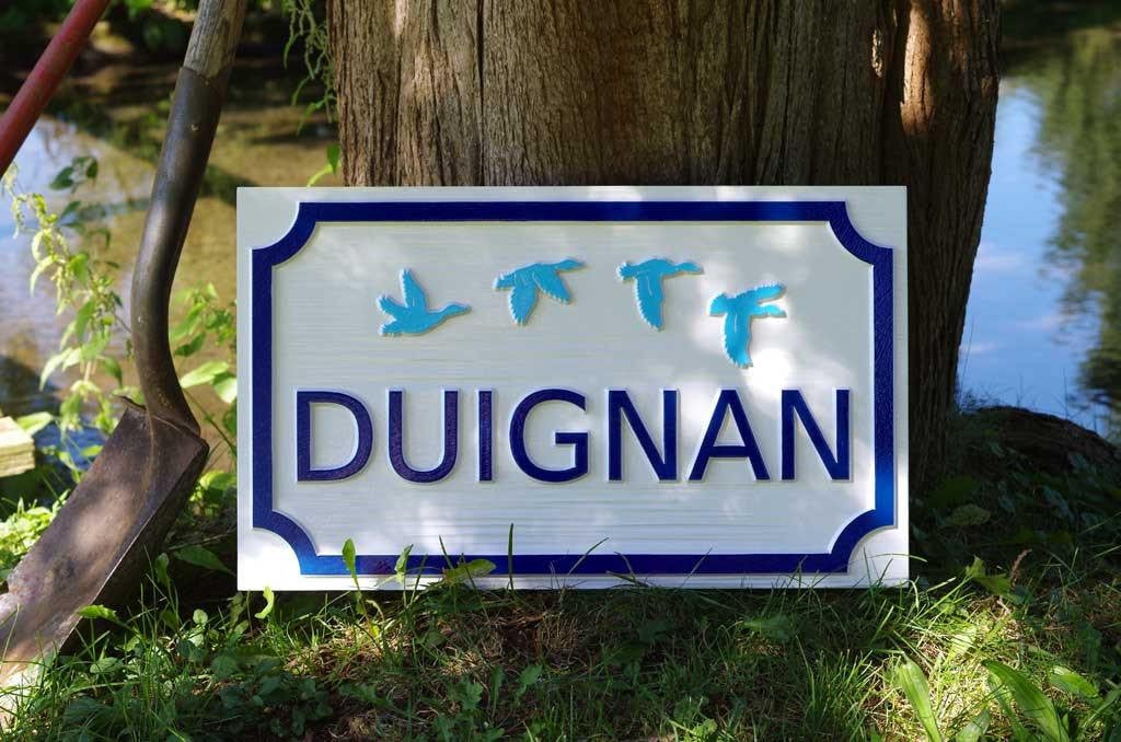 Custom Carved Family Name and Address sign with Dragonfly or other image (LN47) - The Carving Company
