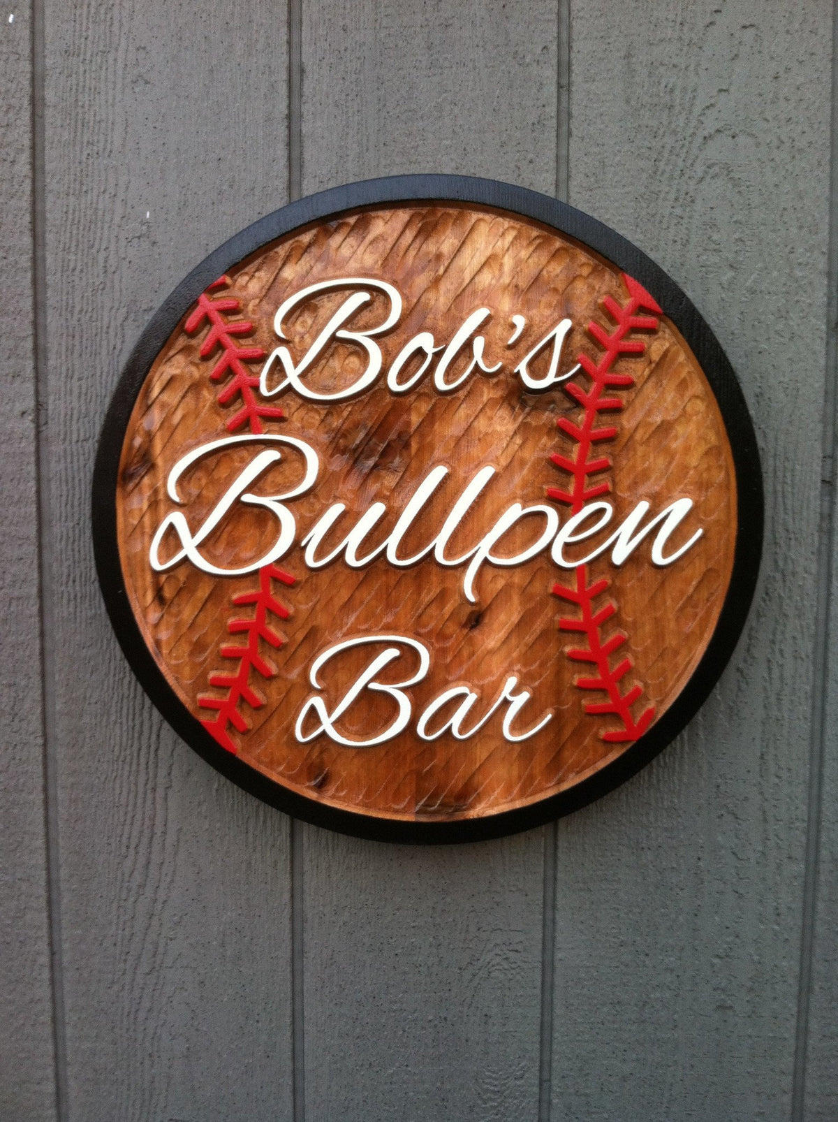 Baseball Bar Cedar Sign - Sports Bar Sign - Personalized - Custom Carved Cedar Signs (BP2) - The Carving Company
