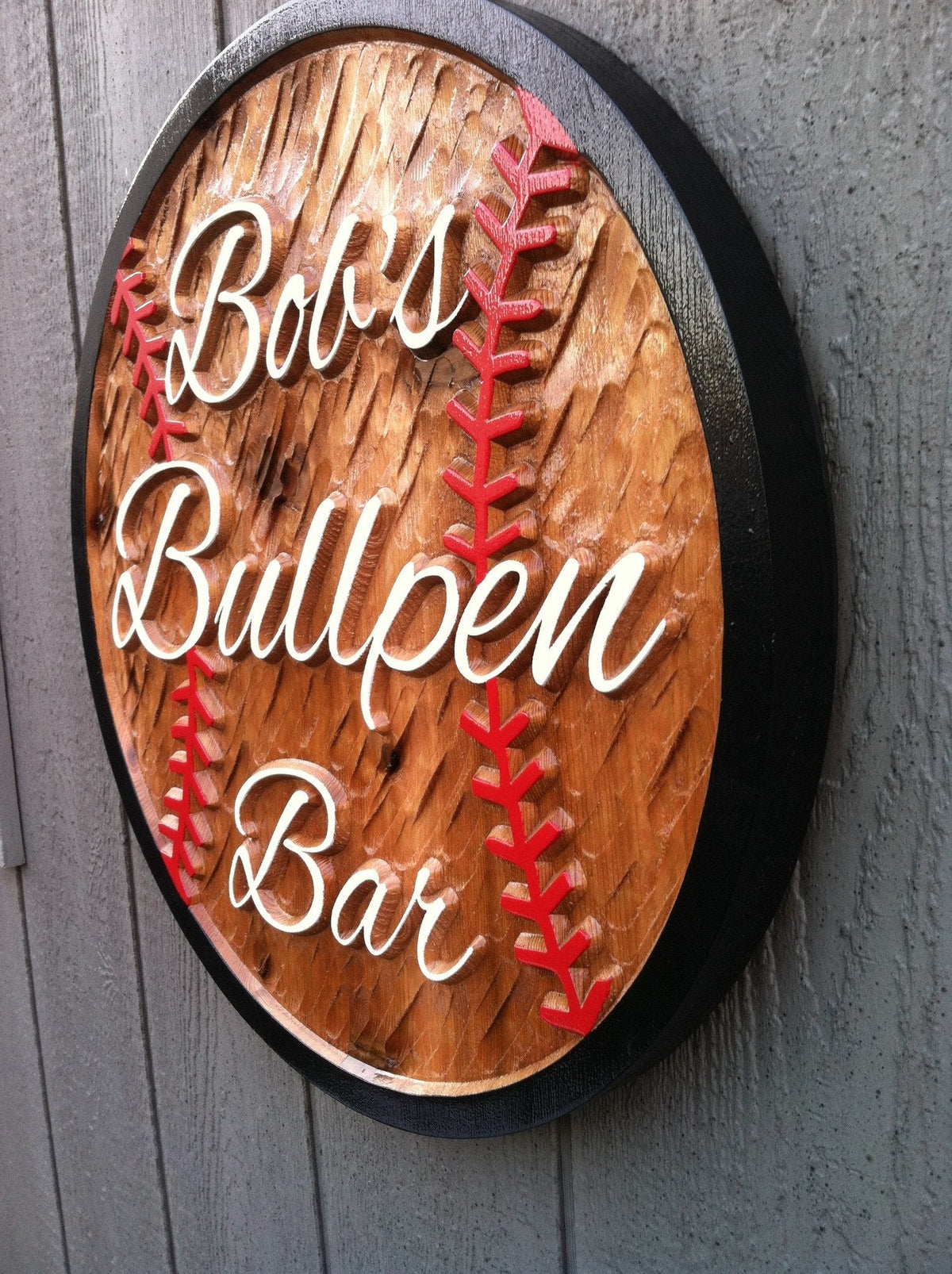 Baseball Bar Cedar Sign - Sports Bar Sign - Personalized - Custom Carved Cedar Signs (BP2) - The Carving Company