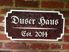 Custom Carved Cedar German Haus established sign (LN13) - The Carving Company