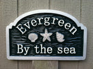 Custom Beach Address sign with sea shells and starfish (S7) - The Carving Company