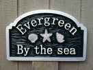 Custom Beach House sign with sea shells and starfish (S5) - The Carving Company