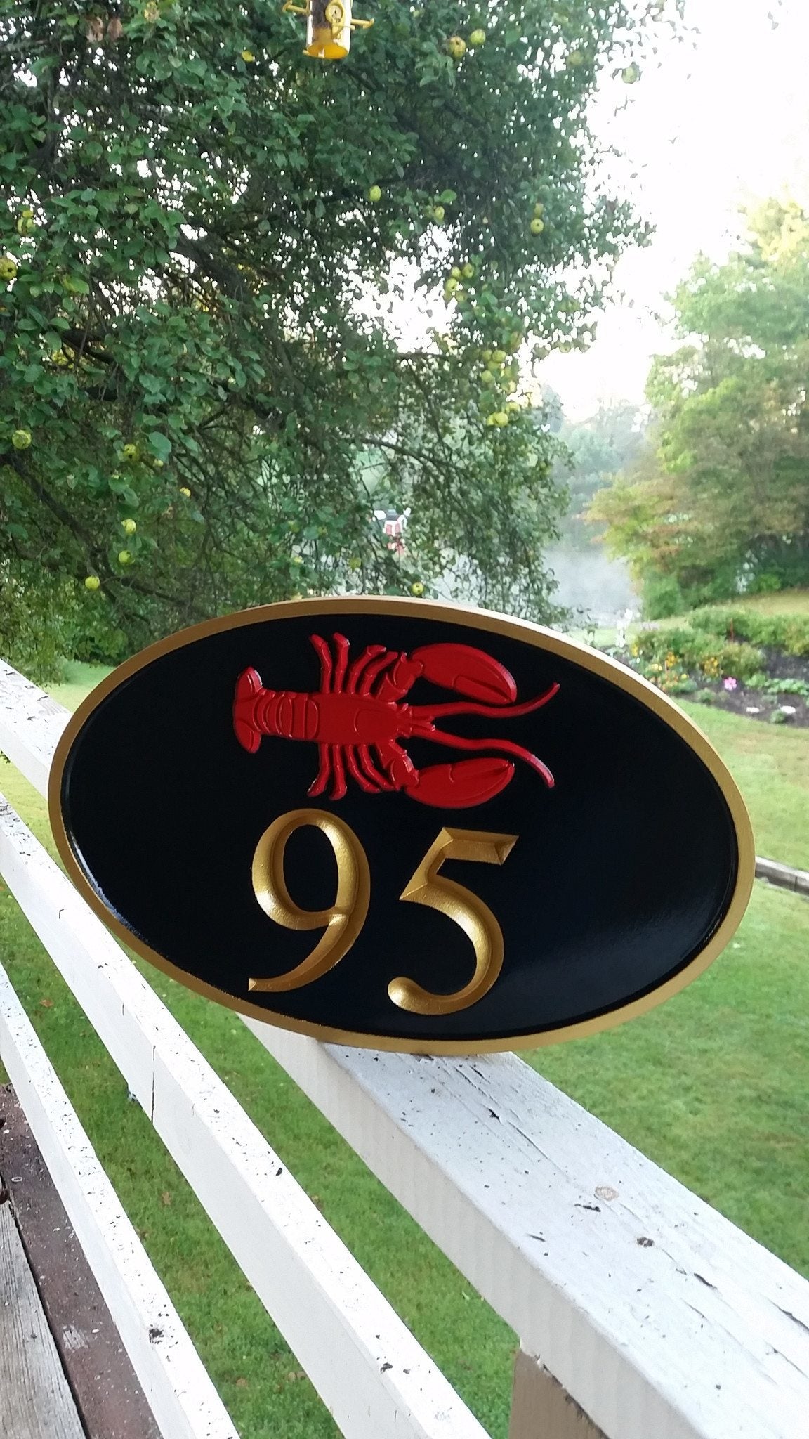 House number with Horizontal Lobster - Maine theme (A86) - The Carving Company