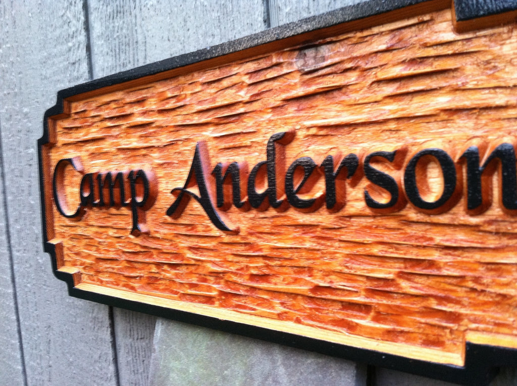 Camp Sign Rustic Cedar Camp Sign - Rectangle with double notched Corners – The Carving ...