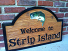 Camp Sign Custom Carved Sign / Lake Sign with Bass fish image (C3) - The Carving Company