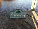 Carved House Marker plaque with Last Name and Bass fish (A214) - The Carving Company