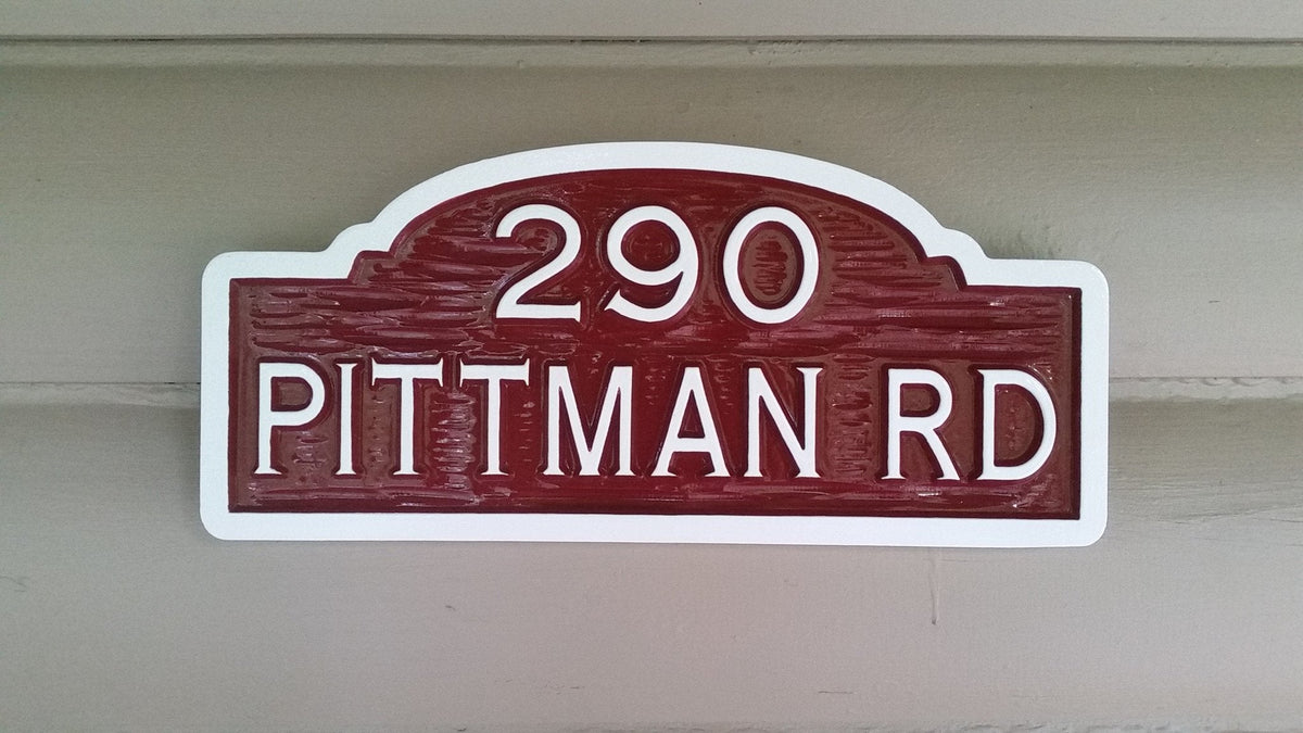 Arched top House number sign with Street Address (A92) - The Carving Company