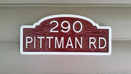 Arched top House number sign with Street Address (A92) - The Carving Company