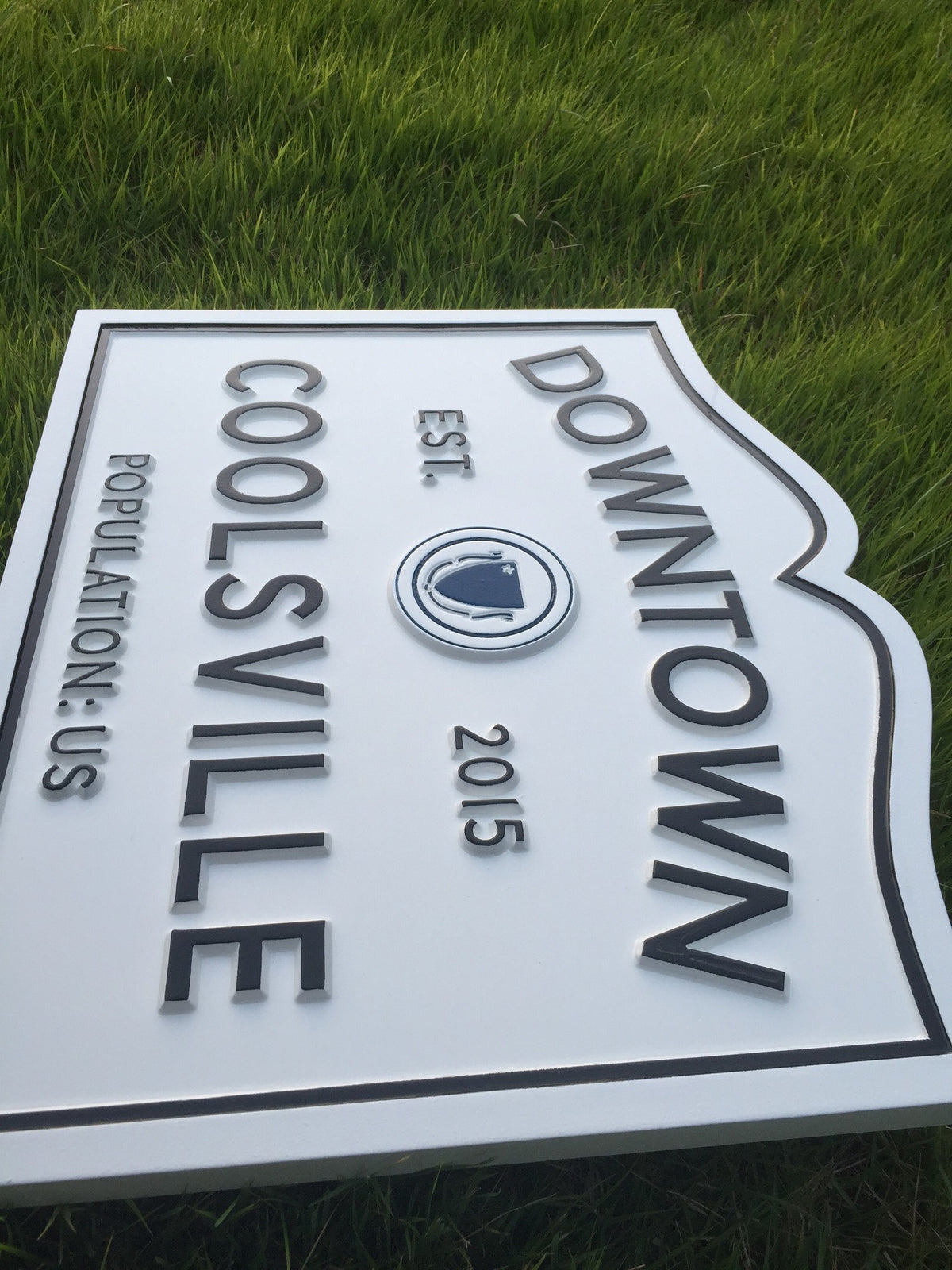 Personalized Entry Way Sign - Classic Massachusetts Shape  - City Limits Style (B65) - The Carving Company