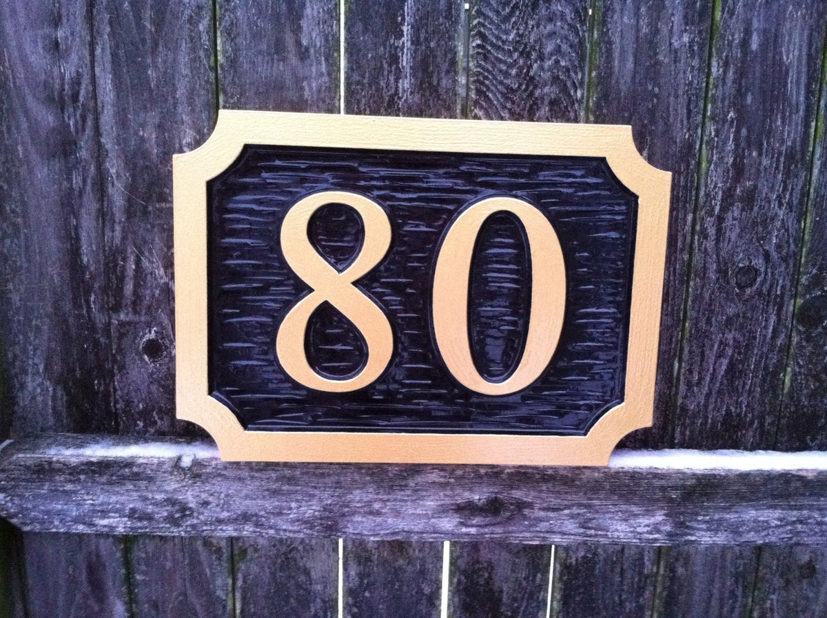 Rectangular Bold House Number sign - Custom Carved (A64) - The Carving Company