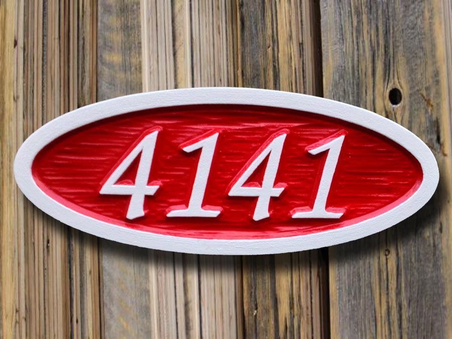 Custom Carved Oval House number / Street Address Sign - Made to Order (A10) - The Carving Company