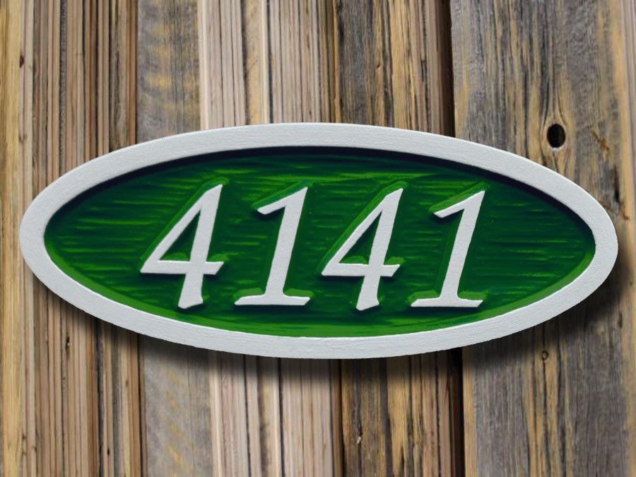 Custom Carved Oval House number / Street Address Sign - Made to Order (A10) - The Carving Company