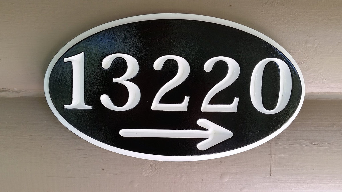 Custom Carved House Number - Street address Sign with arrow (A58) - The Carving Company