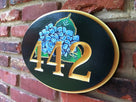 Custom Carved House number with Hydrangea flower (A23) - The Carving Company