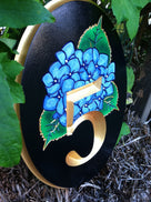 House number with Hydrangea flower (A57) - The Carving Company