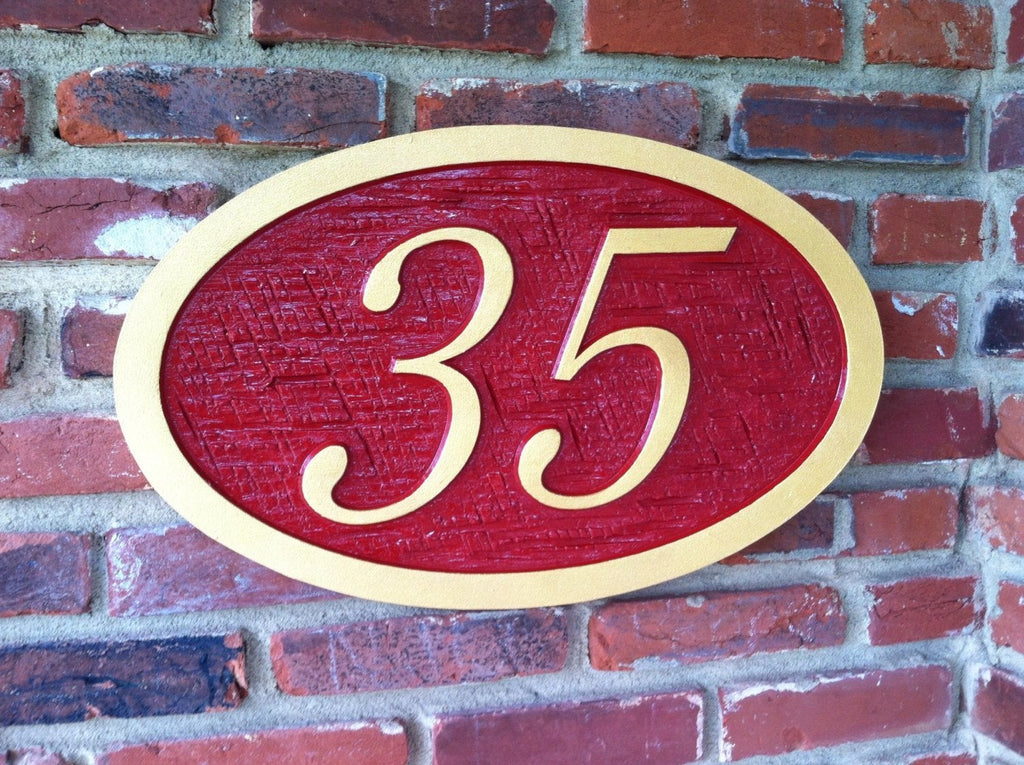 Custom Carved Street House number plaque  (A39) - The Carving Company