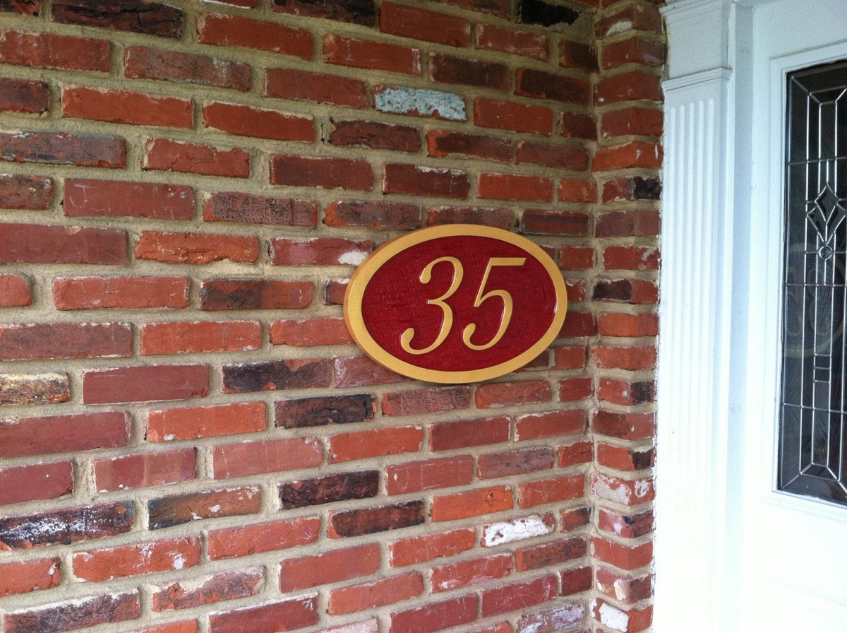 Custom Carved Street House number plaque  (A39) - The Carving Company