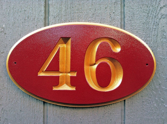 Personalized Carved House number Sign-up to 5 digits this sign - Oval (A29) - The Carving Company