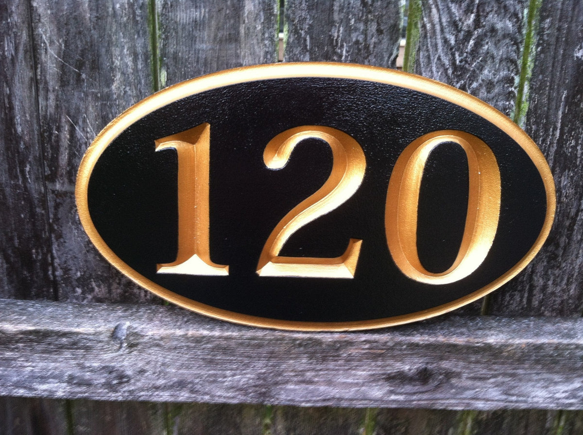 Personalized Carved House number Sign-up to 5 digits this sign - Oval (A29) - The Carving Company