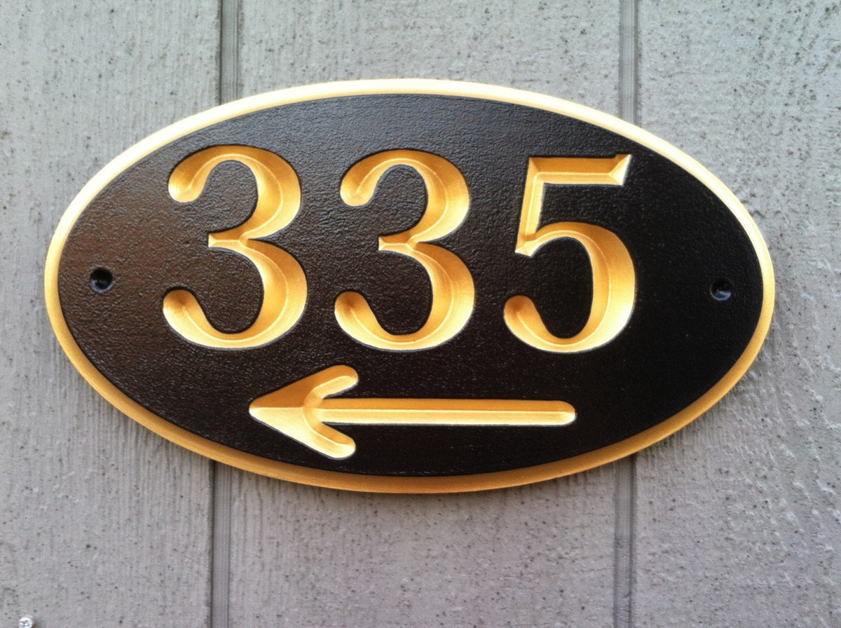 Custom Engraved House Number with arrow (A36) - The Carving Company