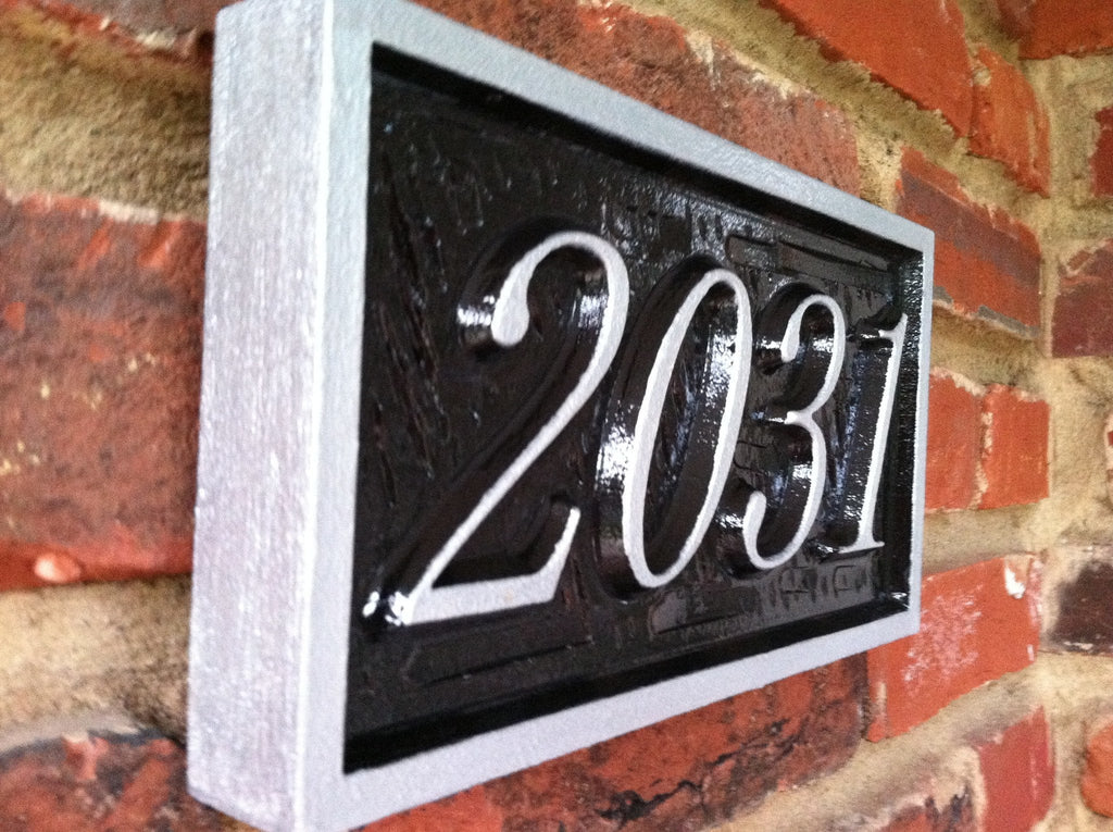 Custom Number Sign Custom House Number Sign. Rectangle - up to 4 numbers – The Carving Company